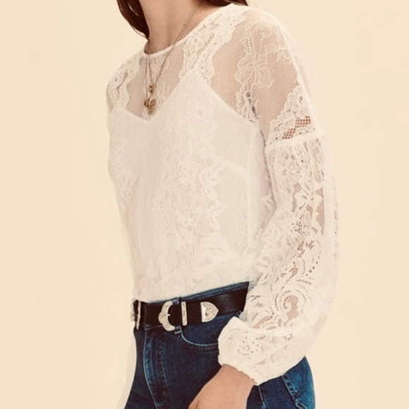 Maje New Lace Balloon Sleeve Top Layou 